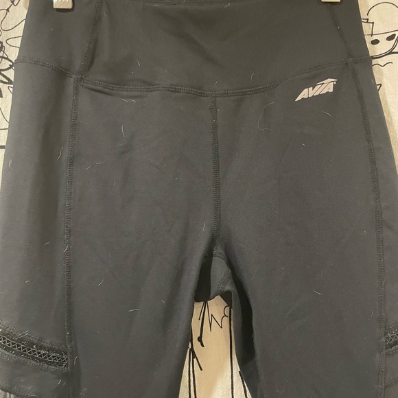 Avia Full Length Mesh & Lace Leg Cutout Insets Black Legging Sz XS / XCH 0-2 - Picture 2 of 14